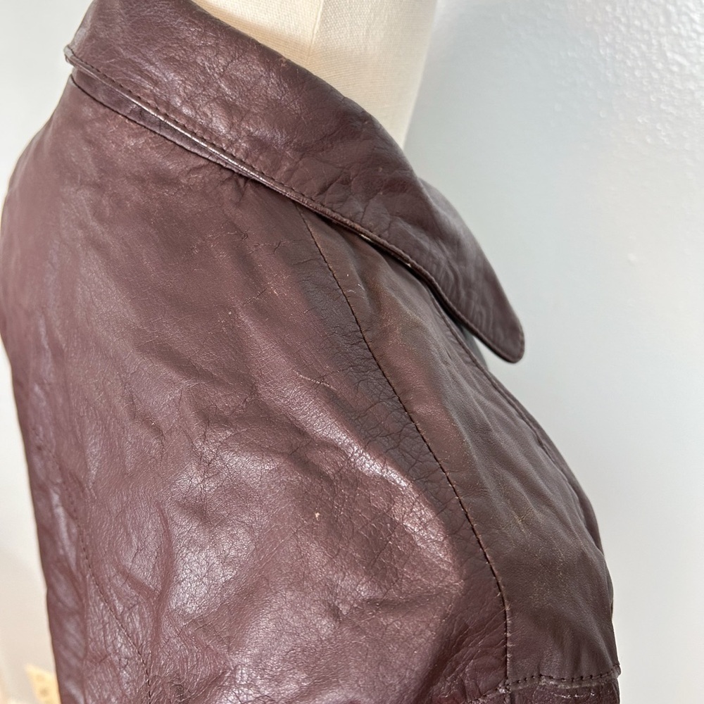 Saddlery Vintage Leather Classic Brown Bomber Jacket - Picture 7 of 12
